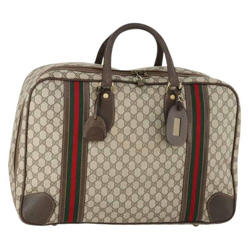 【日本直送】GUCCI GG Supreme Web Sherry Line 手提包 PVC 米色 金色 正品 173669-0