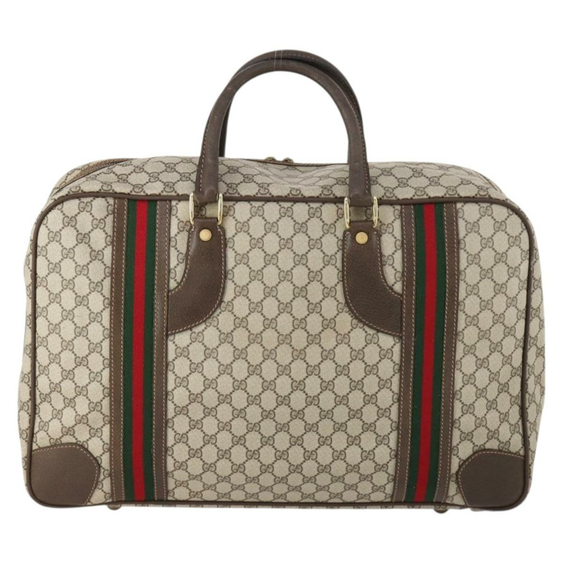 【日本直送】GUCCI GG Supreme Web Sherry Line 手提包 PVC 米色 金色 正品 173669-1
