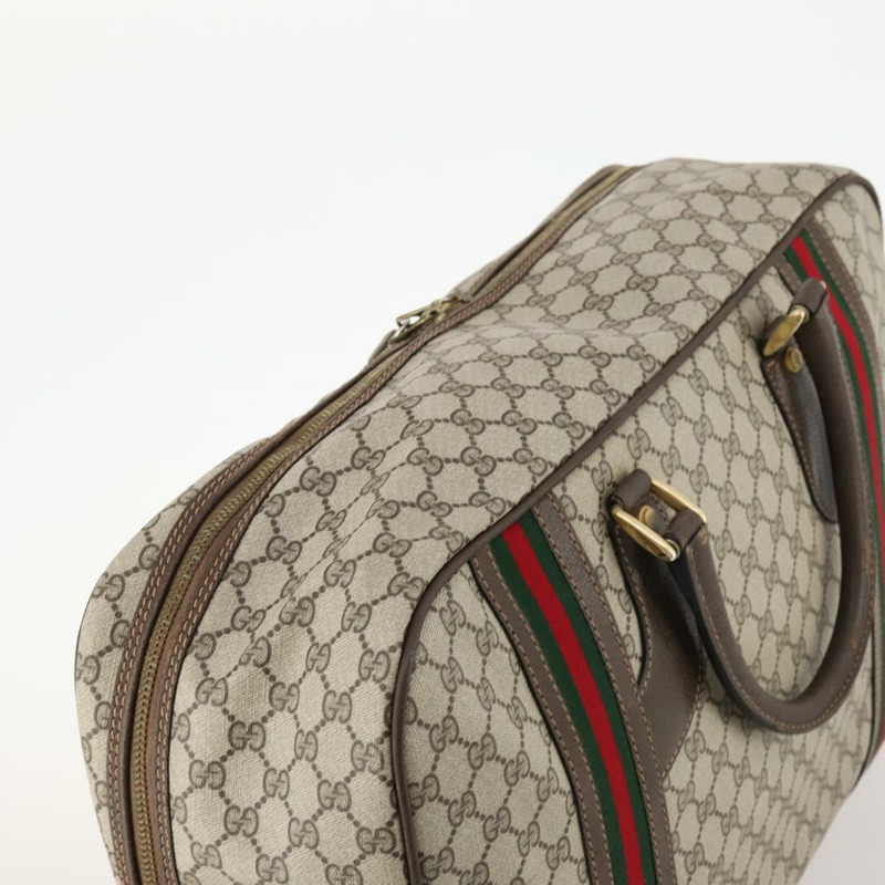 【日本直送】GUCCI GG Supreme Web Sherry Line 手提包 PVC 米色 金色 正品 173669-5