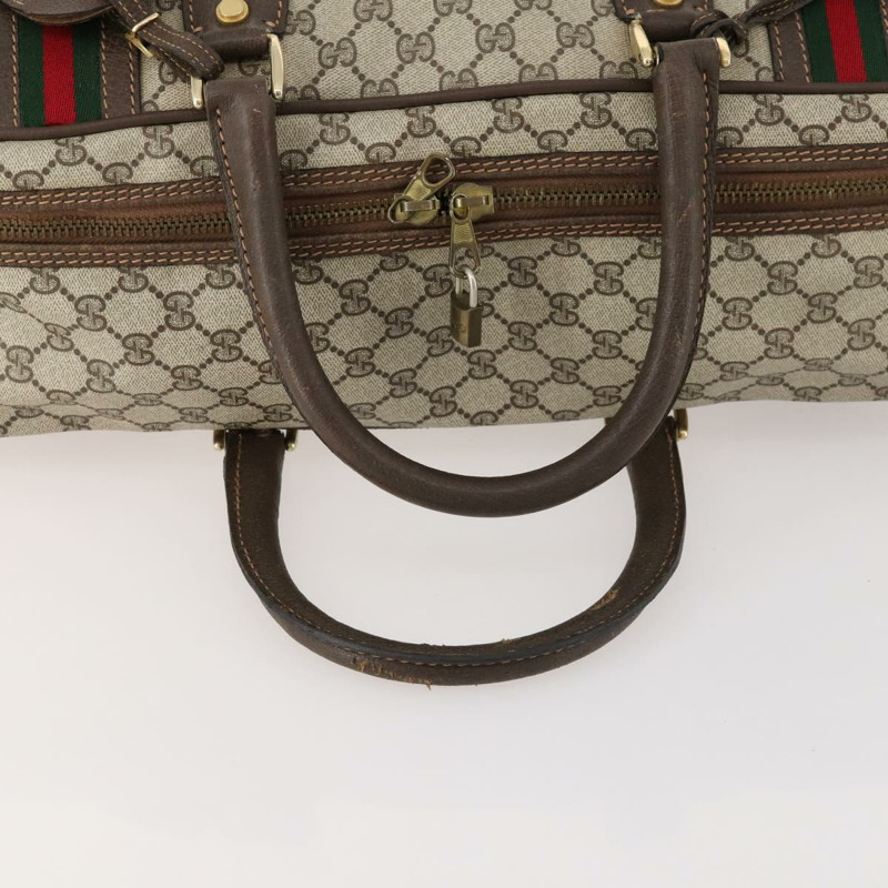 【日本直送】GUCCI GG Supreme Web Sherry Line 手提包 PVC 米色 金色 正品 173669-6