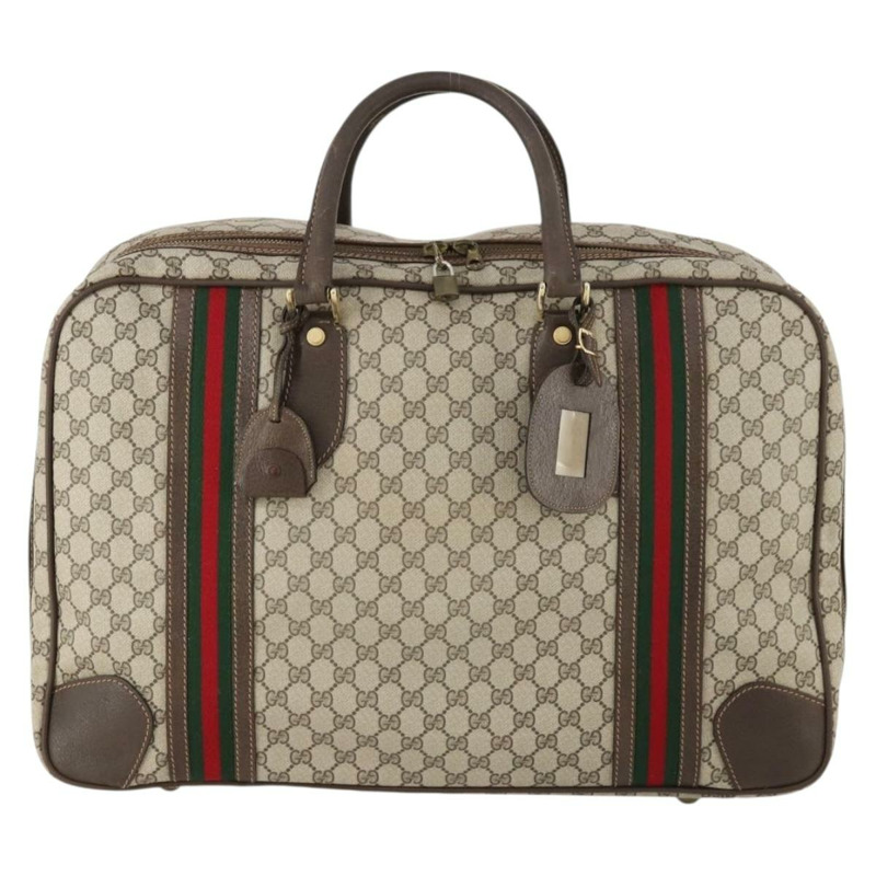 【日本直送】GUCCI GG Supreme Web Sherry Line 手提包 PVC 米色 金色 正品 173669-12