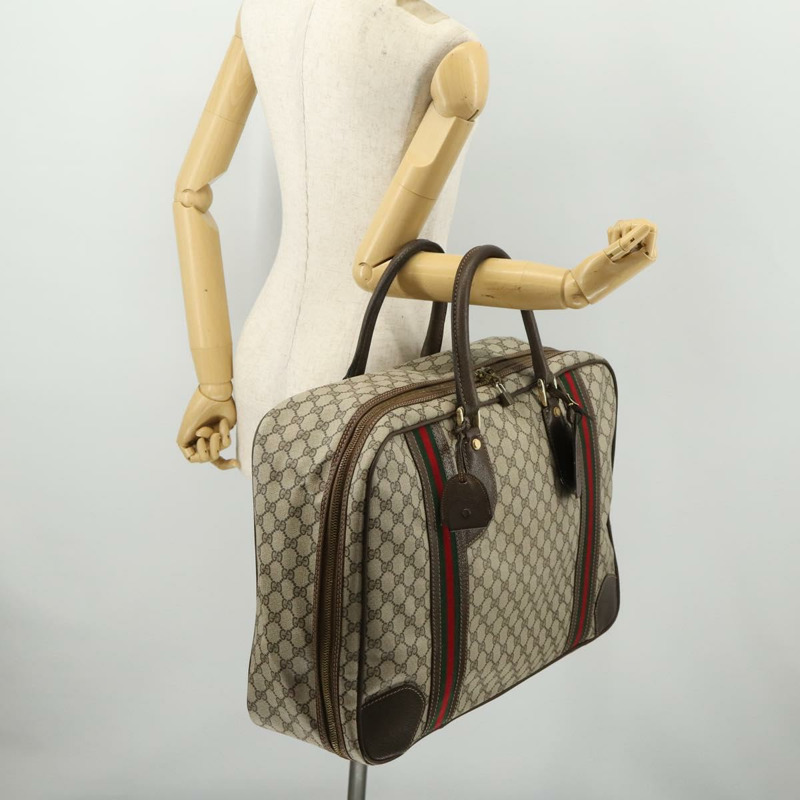 【日本直送】GUCCI GG Supreme Web Sherry Line 手提包 PVC 米色 金色 正品 173669-24