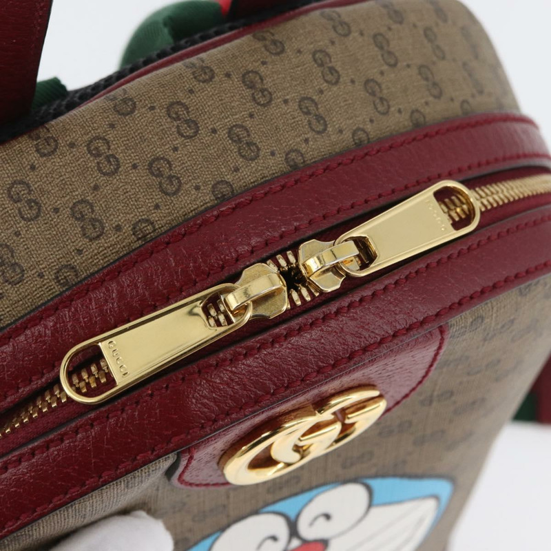 【日本直送】GUCCI Micro GG Supreme哆啦A夢雙肩包 PVC 米色 金色 647816 正品 LNZ825SAM-19