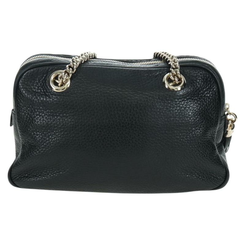 【日本直送】GUCCI 鏈條 Soho 單肩包 皮革 黑色 金色 308983 正品 ARZ680SAV-1