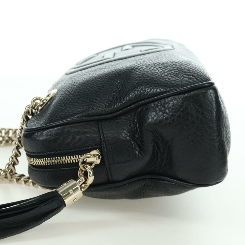 【日本直送】GUCCI 鏈條 Soho 單肩包 皮革 黑色 金色 308983 正品 ARZ680SAV-2