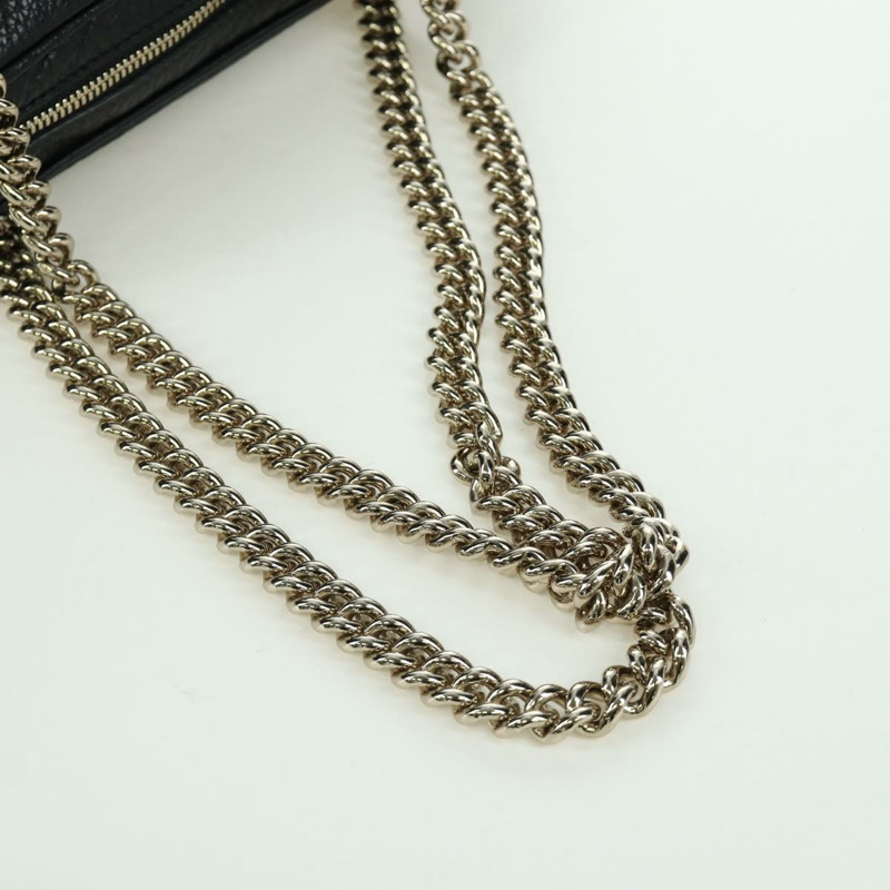 【日本直送】GUCCI 鏈條 Soho 單肩包 皮革 黑色 金色 308983 正品 ARZ680SAV-6