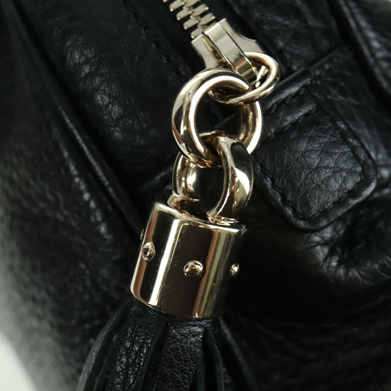 【日本直送】GUCCI 鏈條 Soho 單肩包 皮革 黑色 金色 308983 正品 ARZ680SAV-8