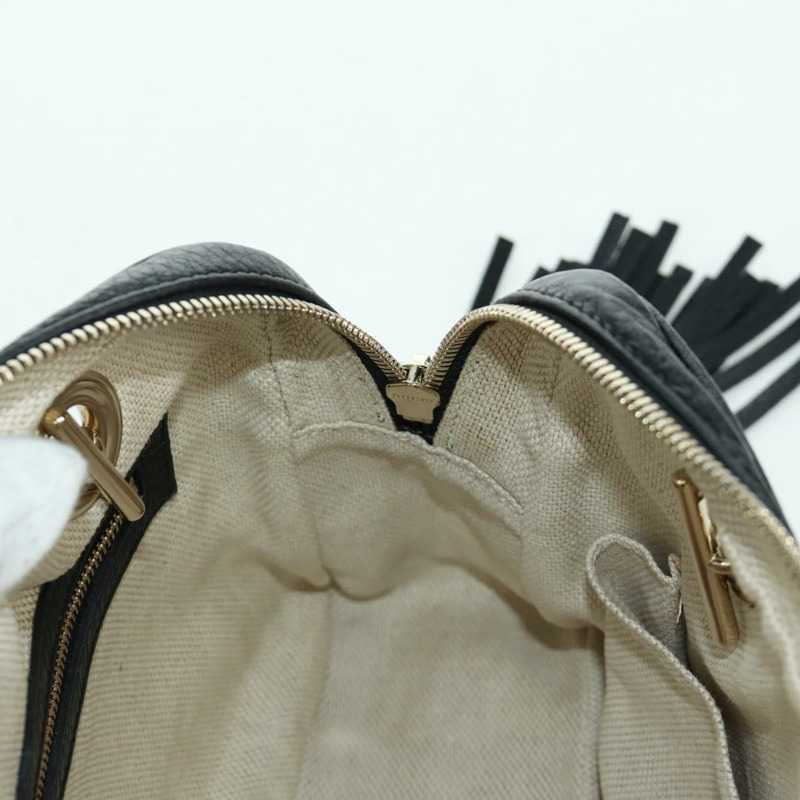 【日本直送】GUCCI 鏈條 Soho 單肩包 皮革 黑色 金色 308983 正品 ARZ680SAV-21