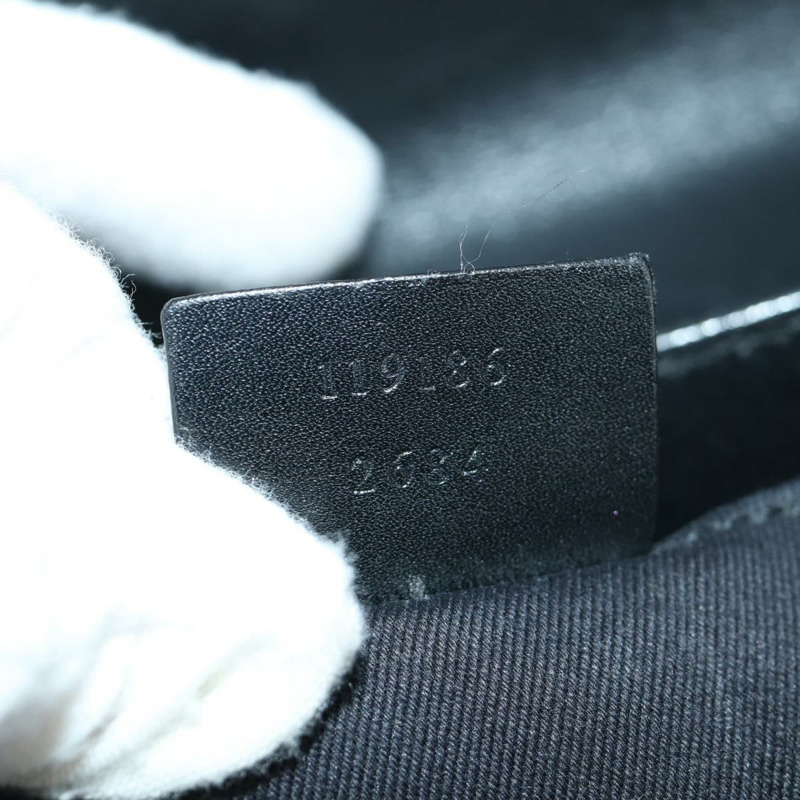 【日本直送】GUCCI 馬銜扣鏈條 GG 帆布單肩包 黑色 銀色 119186 正品 ARZ578SAV-10