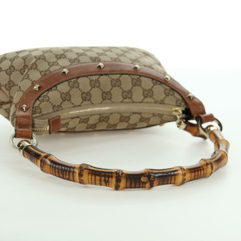 【日本直送】GUCCI GG帆布竹節手提包 米色金色 137378 正品 BSZ605A-6