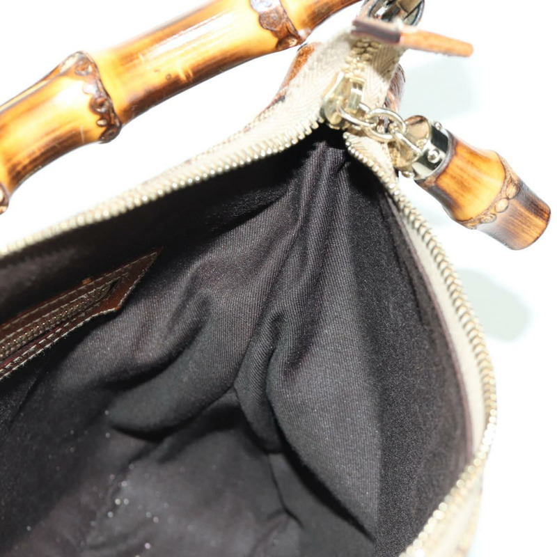 【日本直送】GUCCI GG帆布竹節手提包 米色金色 137378 正品 BSZ605A-19