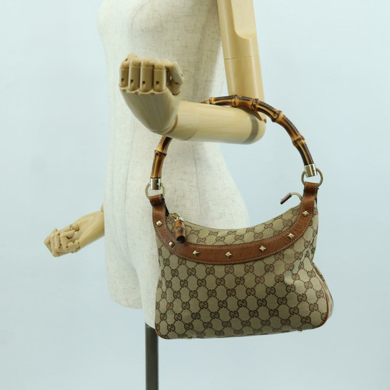 【日本直送】GUCCI GG帆布竹節手提包 米色金色 137378 正品 BSZ605A-23