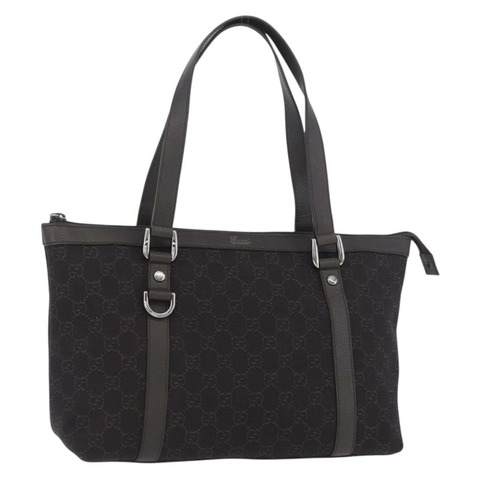 GUCCI GG帆布Abbey托特包 奧特萊斯 深棕色 銀色 268640 正品 am11060V