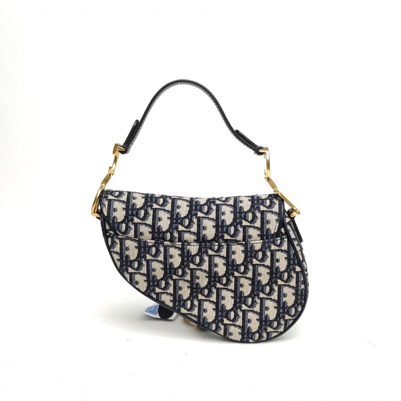 DIOR SADDLE馬鞍小號無肩帶墨藍色帆布金扣-2