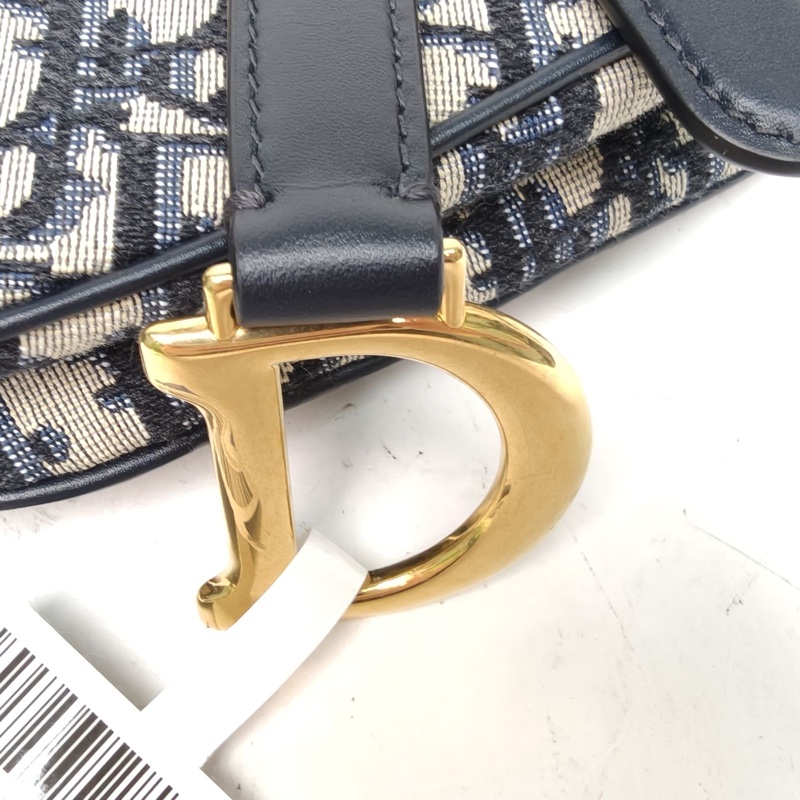DIOR SADDLE馬鞍小號無肩帶墨藍色帆布金扣-4