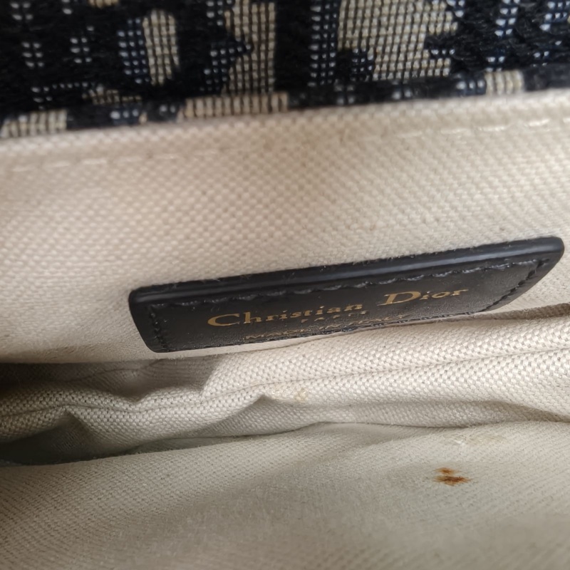 DIOR SADDLE馬鞍小號無肩帶墨藍色帆布金扣-5