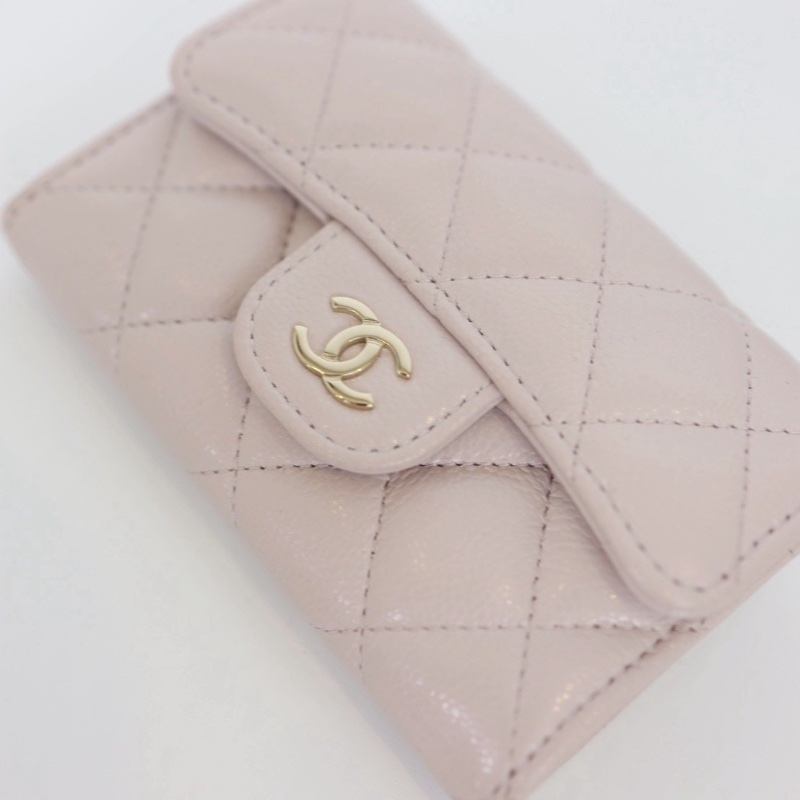 Chanel cf 芋泥紫卡包 荔枝牛/晶片款-12