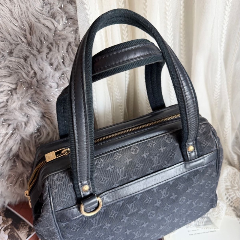 路易威登 牛仔丹寜 包 腋下包   經典 實用性高 包包 托特包 Vintage louis vuitton navy denim Monogram Mini Lin Josephine PM-3