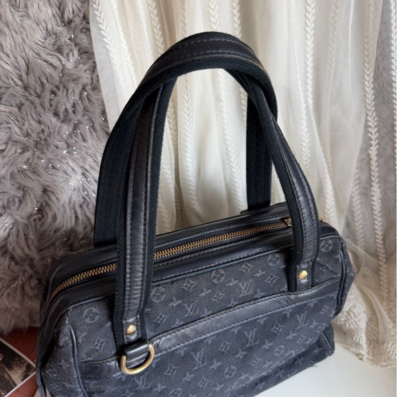 路易威登 牛仔丹寜 包 腋下包   經典 實用性高 包包 托特包 Vintage louis vuitton navy denim Monogram Mini Lin Josephine PM-6