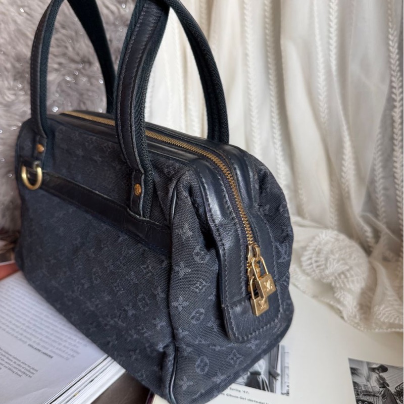 路易威登 牛仔丹寜 包 腋下包   經典 實用性高 包包 托特包 Vintage louis vuitton navy denim Monogram Mini Lin Josephine PM-9