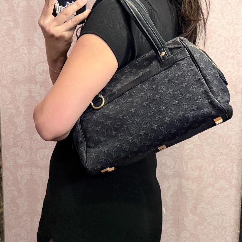 路易威登 牛仔丹寜 包 腋下包   經典 實用性高 包包 托特包 Vintage louis vuitton navy denim Monogram Mini Lin Josephine PM-11