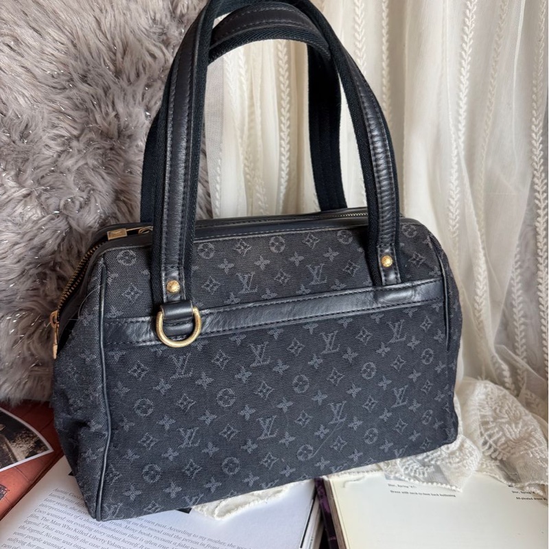 路易威登 牛仔丹寜 包 腋下包   經典 實用性高 包包 托特包 Vintage louis vuitton navy denim Monogram Mini Lin Josephine PM-15