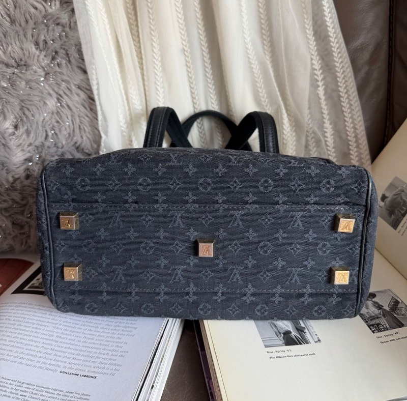 路易威登 牛仔丹寜 包 腋下包   經典 實用性高 包包 托特包 Vintage louis vuitton navy denim Monogram Mini Lin Josephine PM-20