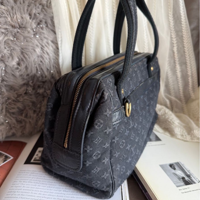 路易威登 牛仔丹寜 包 腋下包   經典 實用性高 包包 托特包 Vintage louis vuitton navy denim Monogram Mini Lin Josephine PM-24