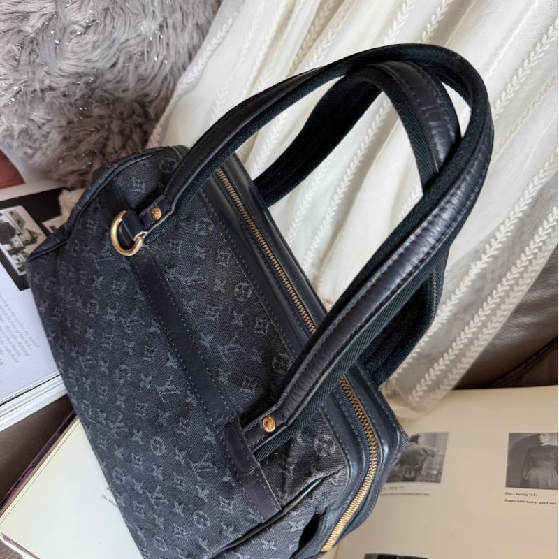 路易威登 牛仔丹寜 包 腋下包   經典 實用性高 包包 托特包 Vintage louis vuitton navy denim Monogram Mini Lin Josephine PM-25