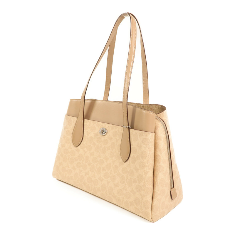 COACH 塗層帆布Lora Carryall銀扣肩背袋-3