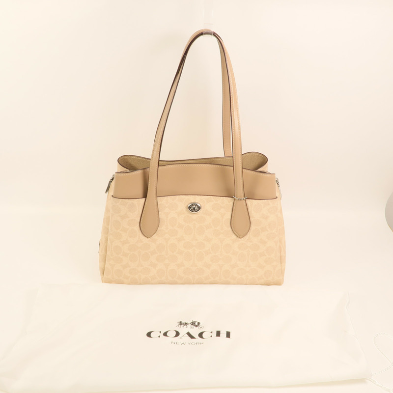 COACH 塗層帆布Lora Carryall銀扣肩背袋-8