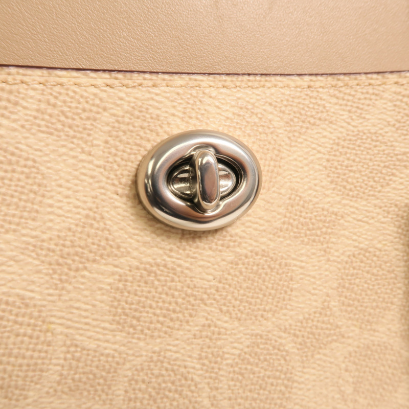 COACH 塗層帆布Lora Carryall銀扣肩背袋-9