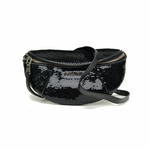 MIUMIU 黑色珠片閃片斜跨腰包