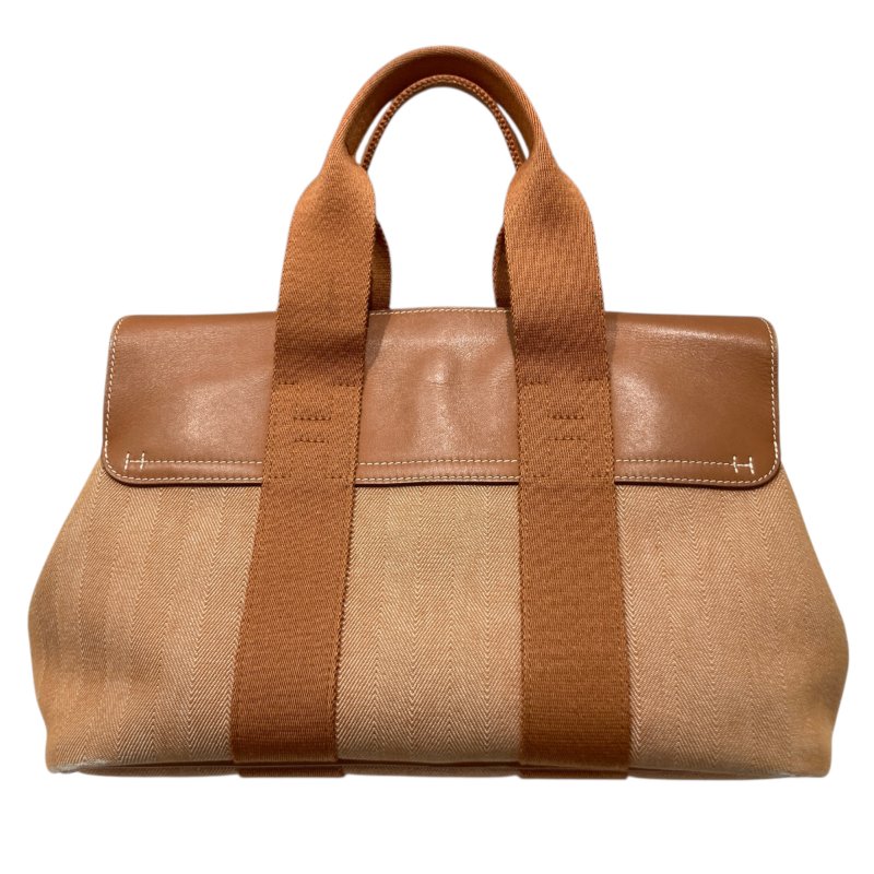 HERME 愛馬仕 VALPARAISO PM 手拿包 帆布 焦糖色 銀扣-1