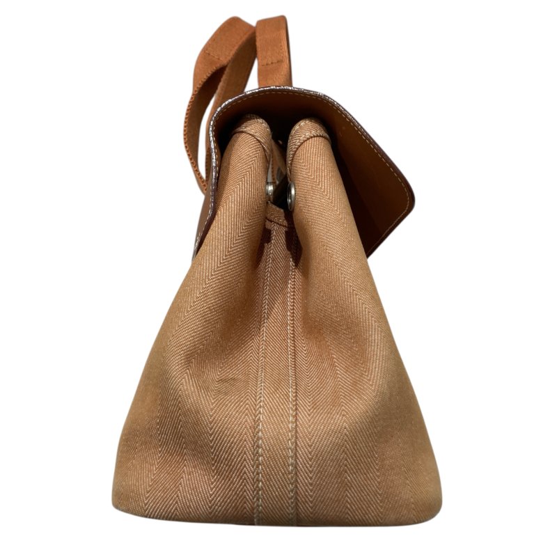 HERME 愛馬仕 VALPARAISO PM 手拿包 帆布 焦糖色 銀扣-2