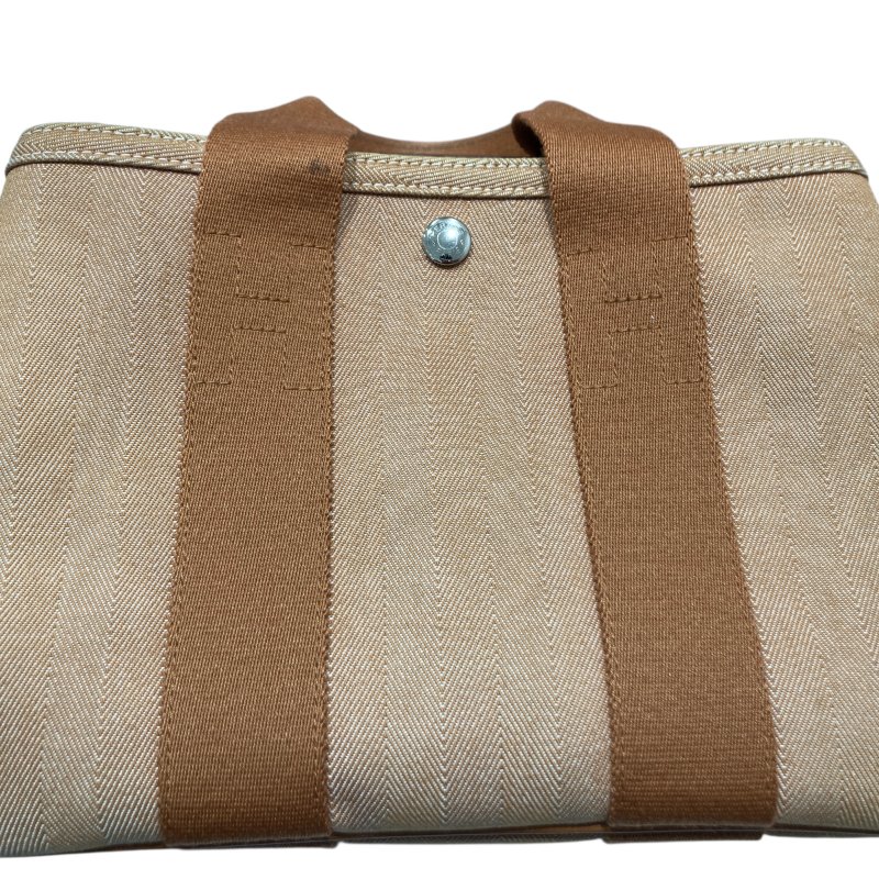 HERME 愛馬仕 VALPARAISO PM 手拿包 帆布 焦糖色 銀扣-9