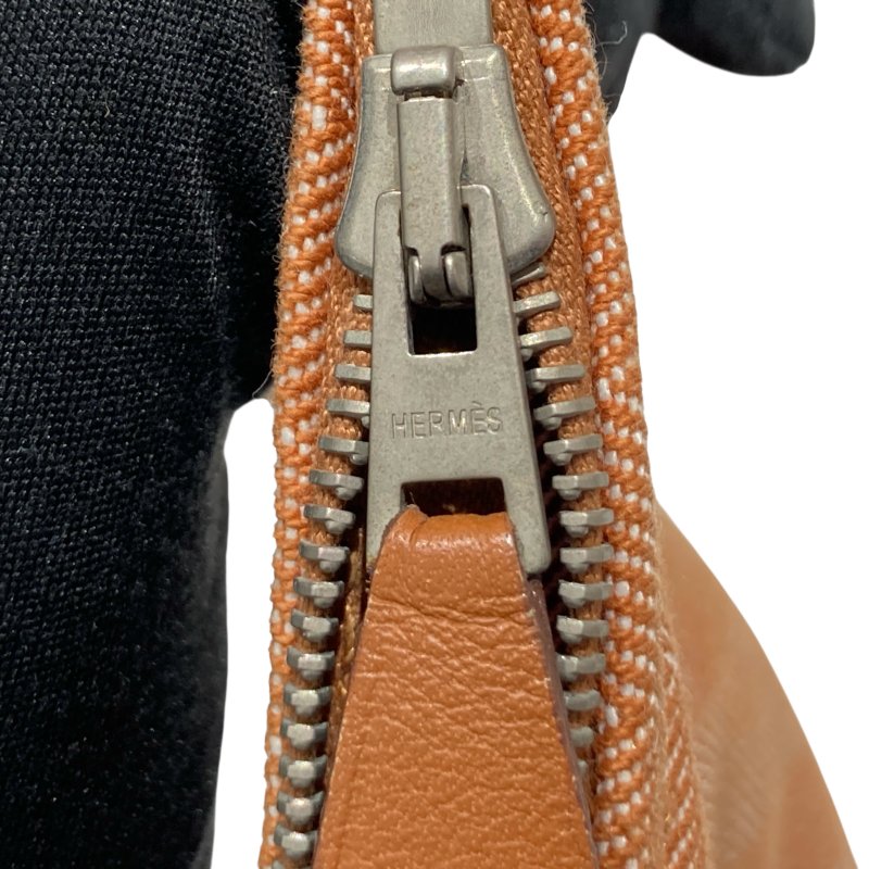 HERME 愛馬仕 VALPARAISO PM 手拿包 帆布 焦糖色 銀扣-16