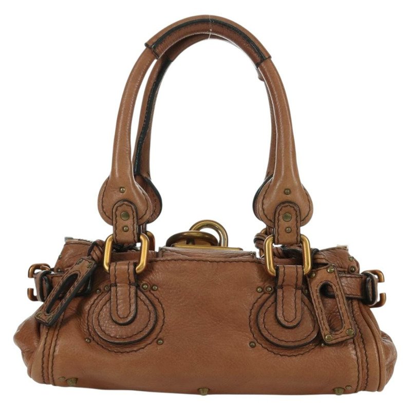 【日本直送】Chloe Paddington迷你手提包,棕色、銀色、金色皮革,正品 BA11188SAV-1