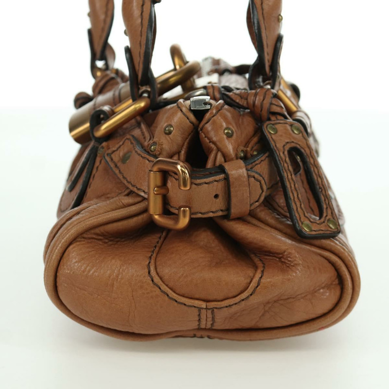 【日本直送】Chloe Paddington迷你手提包,棕色、銀色、金色皮革,正品 BA11188SAV-2
