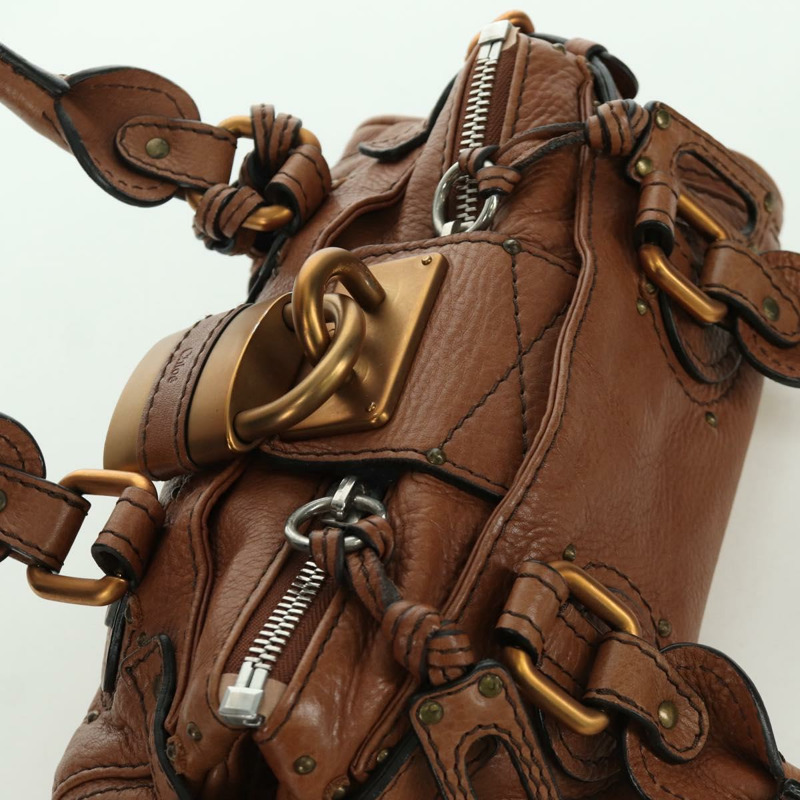 【日本直送】Chloe Paddington迷你手提包,棕色、銀色、金色皮革,正品 BA11188SAV-5
