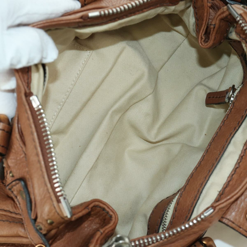 【日本直送】Chloe Paddington迷你手提包,棕色、銀色、金色皮革,正品 BA11188SAV-9