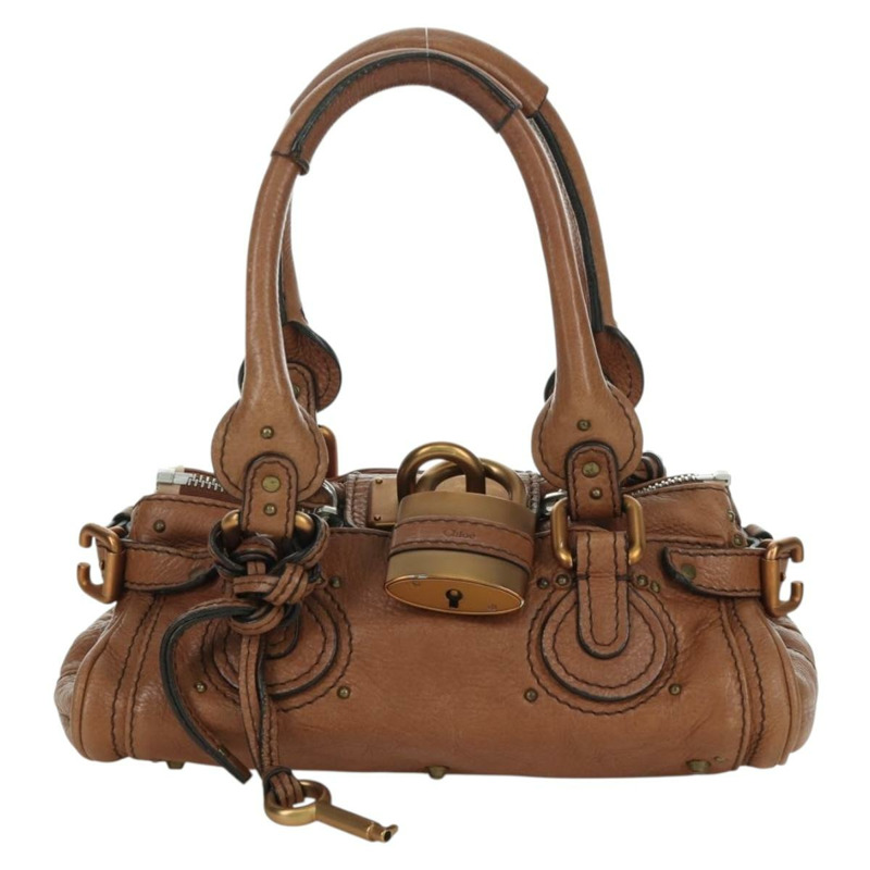 【日本直送】Chloe Paddington迷你手提包,棕色、銀色、金色皮革,正品 BA11188SAV-12