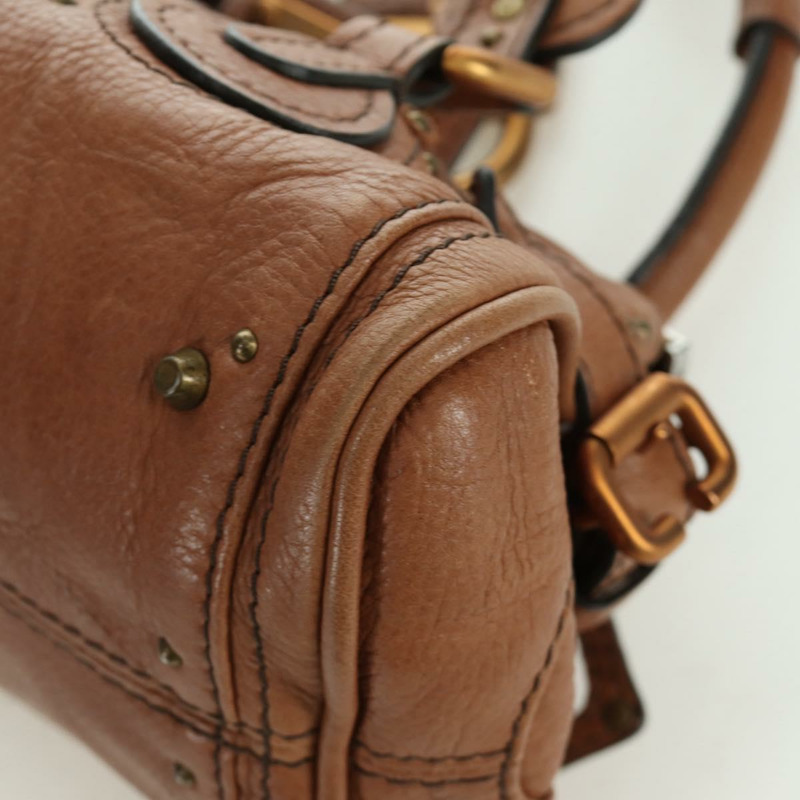 【日本直送】Chloe Paddington迷你手提包,棕色、銀色、金色皮革,正品 BA11188SAV-13