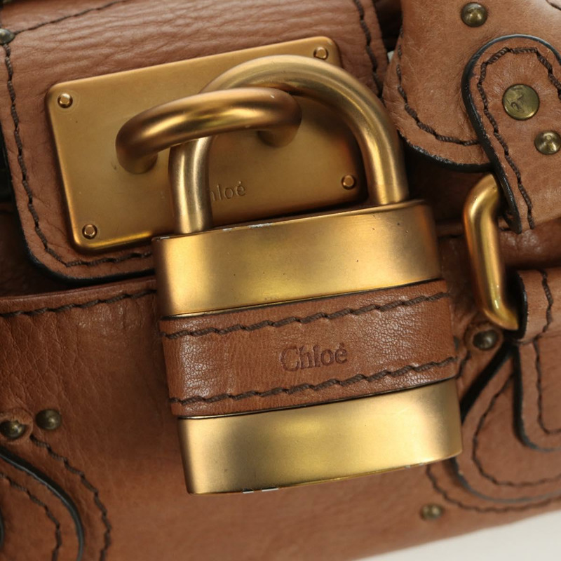 【日本直送】Chloe Paddington迷你手提包,棕色、銀色、金色皮革,正品 BA11188SAV-16