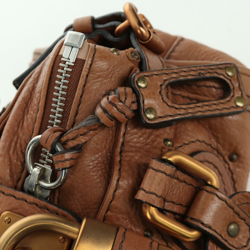【日本直送】Chloe Paddington迷你手提包,棕色、銀色、金色皮革,正品 BA11188SAV-18