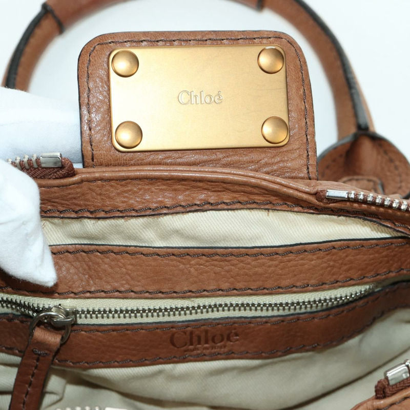 【日本直送】Chloe Paddington迷你手提包,棕色、銀色、金色皮革,正品 BA11188SAV-19