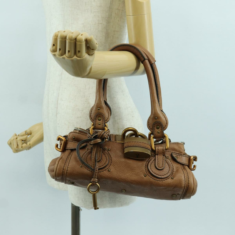 【日本直送】Chloe Paddington迷你手提包,棕色、銀色、金色皮革,正品 BA11188SAV-24