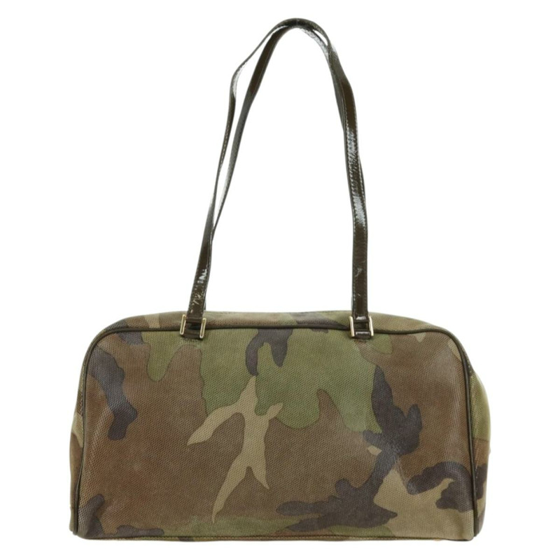 【日本直送】Christian Dior 迷彩手提包 麂皮 卡其色 金色 正品 ARZ664SAV-1