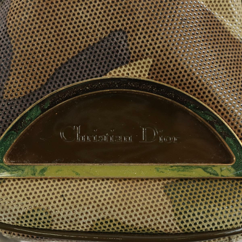 【日本直送】Christian Dior 迷彩手提包 麂皮 卡其色 金色 正品 ARZ664SAV-18