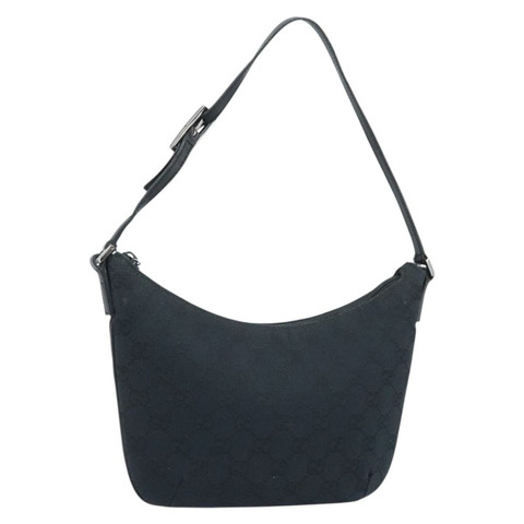 GUCCI GG帆布肩背包 黑色 銀色 32160 正品 ARZ593A